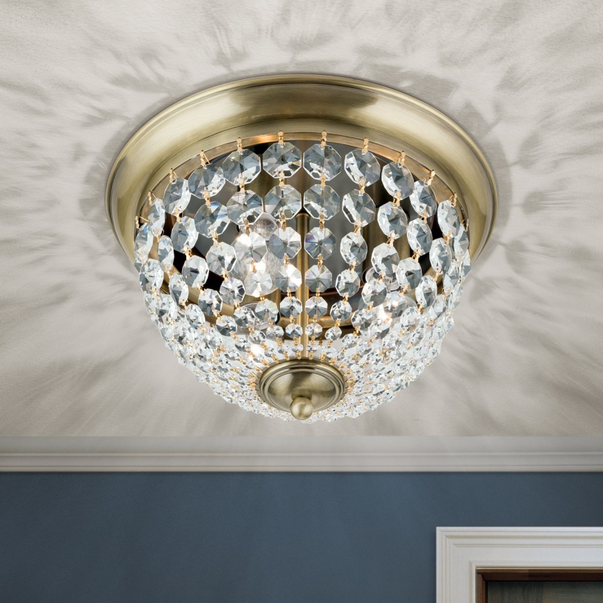 Kristāla griestu lampa PLAFOND 3xE27/40W/230V d. 35 cm bronza