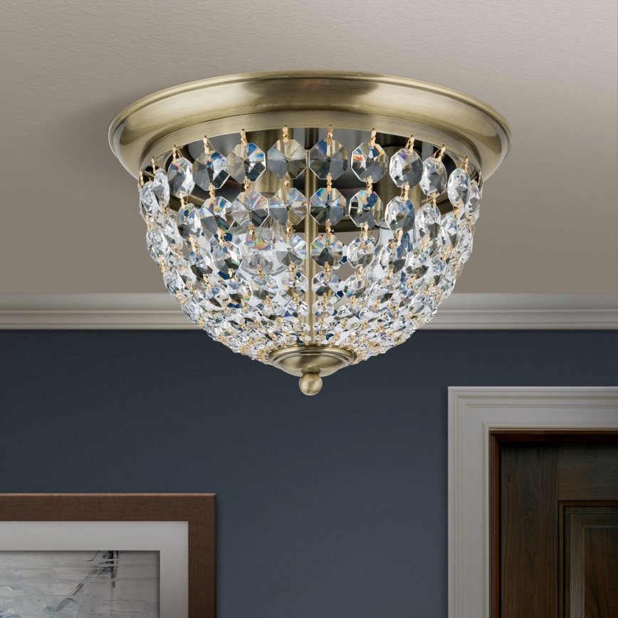 Kristāla griestu lampa PLAFOND 3xE27/40W/230V d. 35 cm bronza