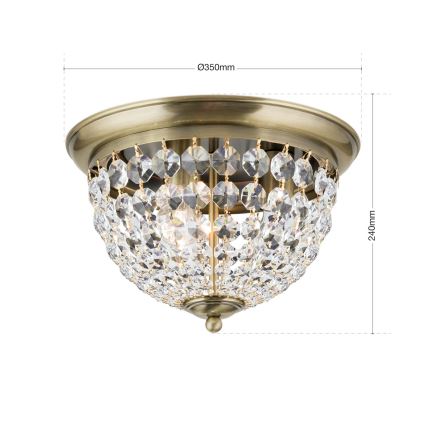 Kristāla griestu lampa PLAFOND 3xE27/40W/230V d. 35 cm bronza