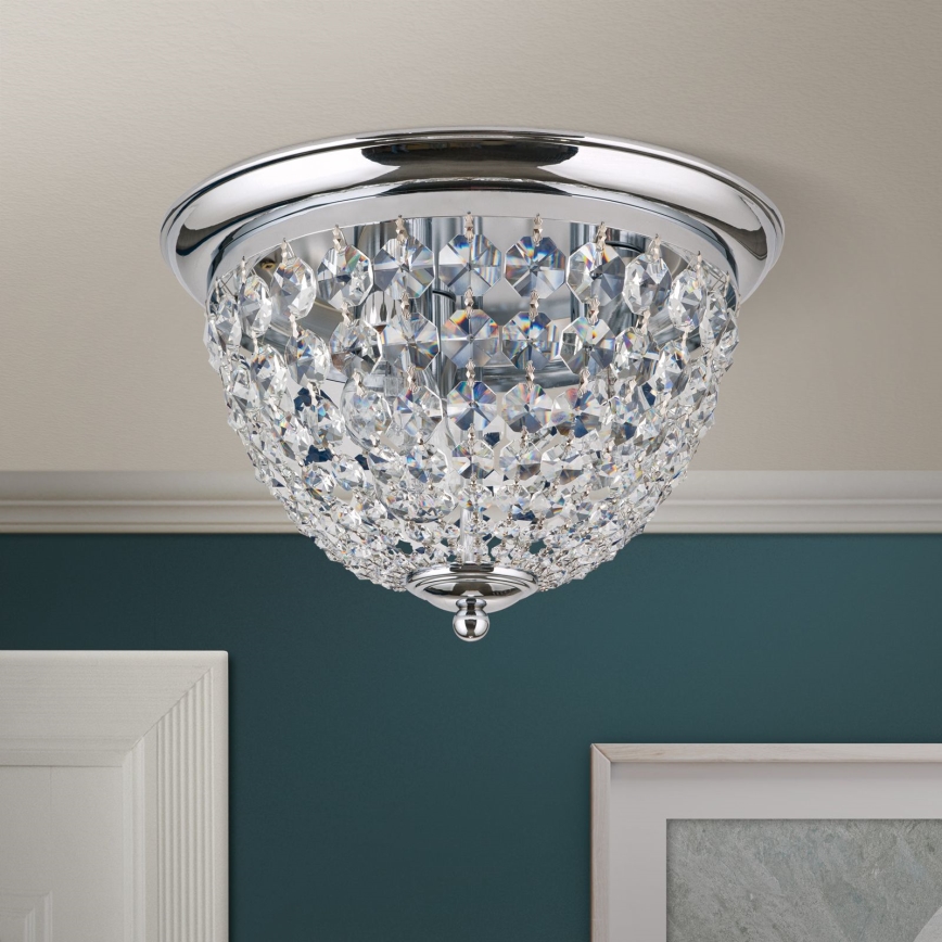 Kristāla griestu lampa PLAFOND 3xE27/40W/230V d. 35 cm spīdīgi hromēts