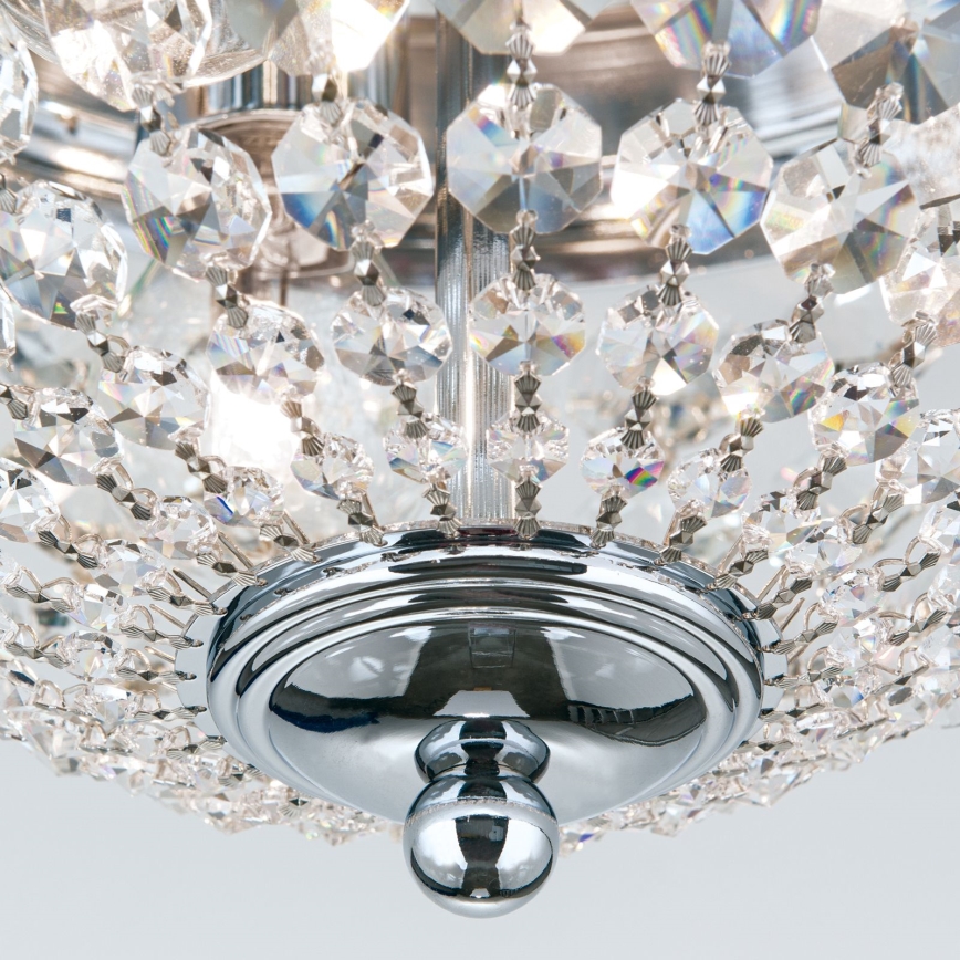 Kristāla griestu lampa PLAFOND 3xE27/40W/230V d. 35 cm spīdīgi hromēts