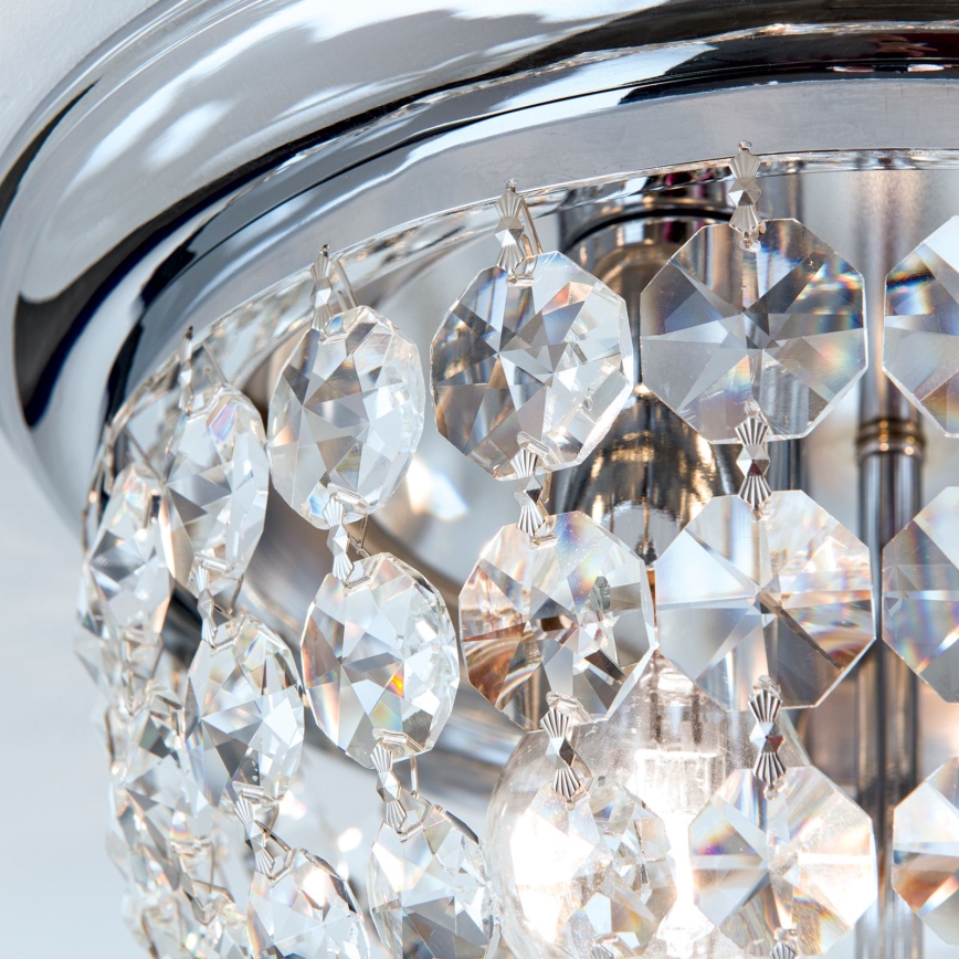 Kristāla griestu lampa PLAFOND 3xE27/40W/230V d. 35 cm spīdīgi hromēts