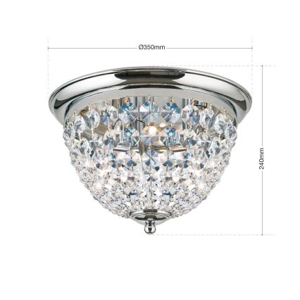 Kristāla griestu lampa PLAFOND 3xE27/40W/230V d. 35 cm spīdīgi hromēts