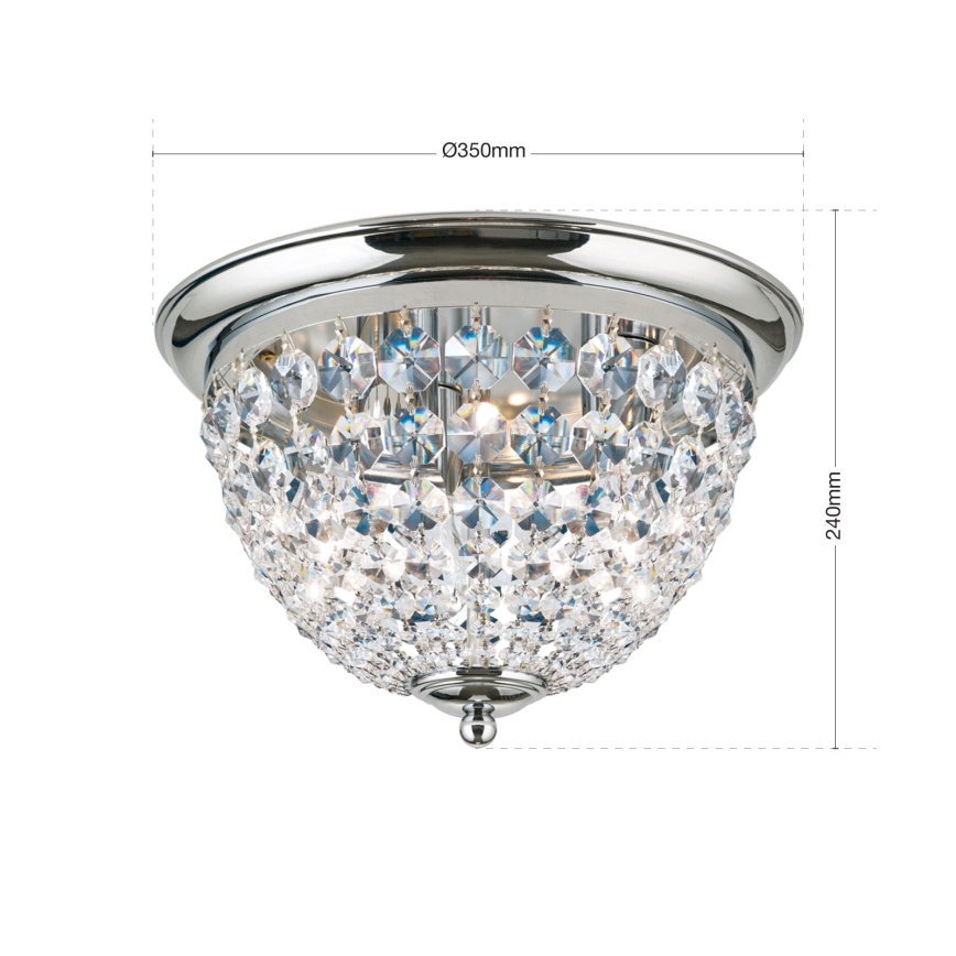 Kristāla griestu lampa PLAFOND 3xE27/40W/230V d. 35 cm spīdīgi hromēts