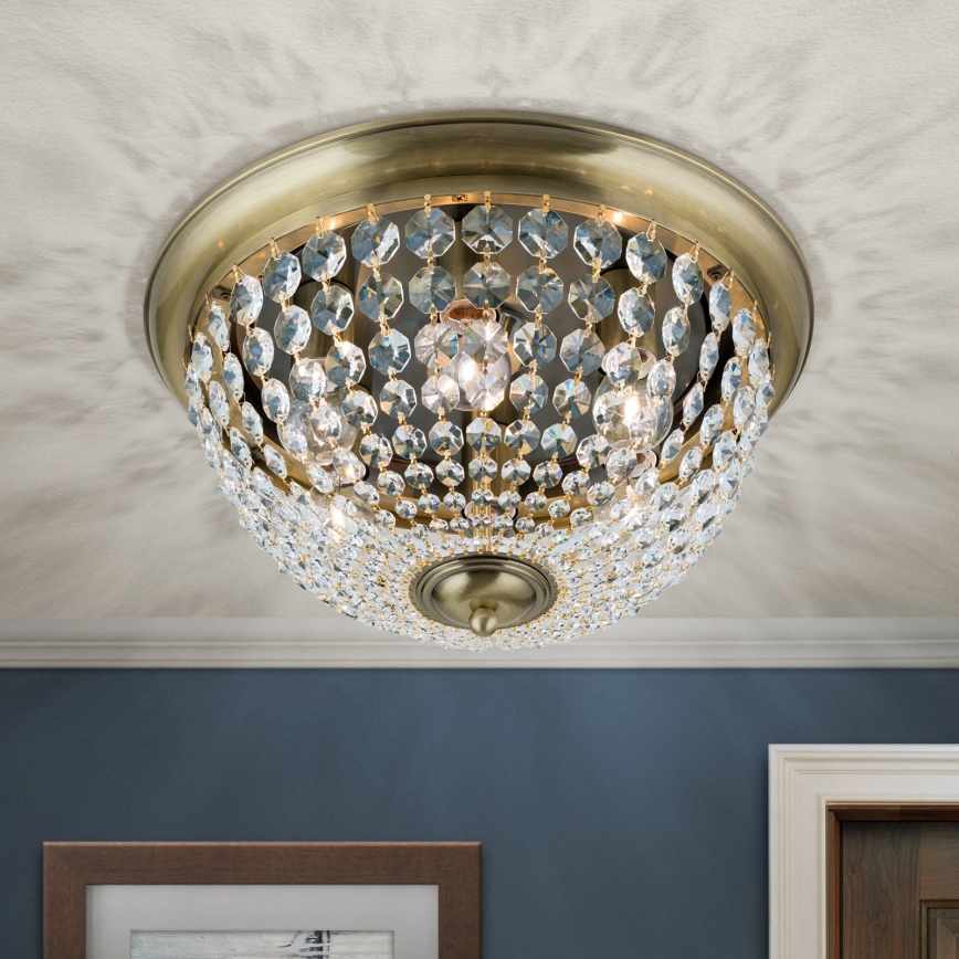 Kristāla griestu lampa PLAFOND 6xE27/40W/230V d. 47 cm bronza