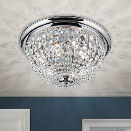 Kristāla griestu lampa PLAFOND 6xE27/40W/230V d. 47 cm spīdīgi hromēts
