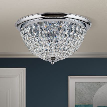 Kristāla griestu lampa PLAFOND 6xE27/40W/230V d. 47 cm spīdīgi hromēts
