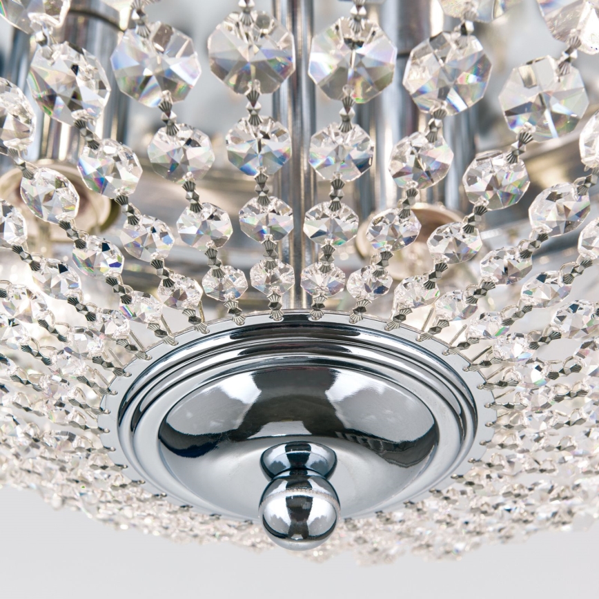 Kristāla griestu lampa PLAFOND 6xE27/40W/230V d. 47 cm spīdīgi hromēts