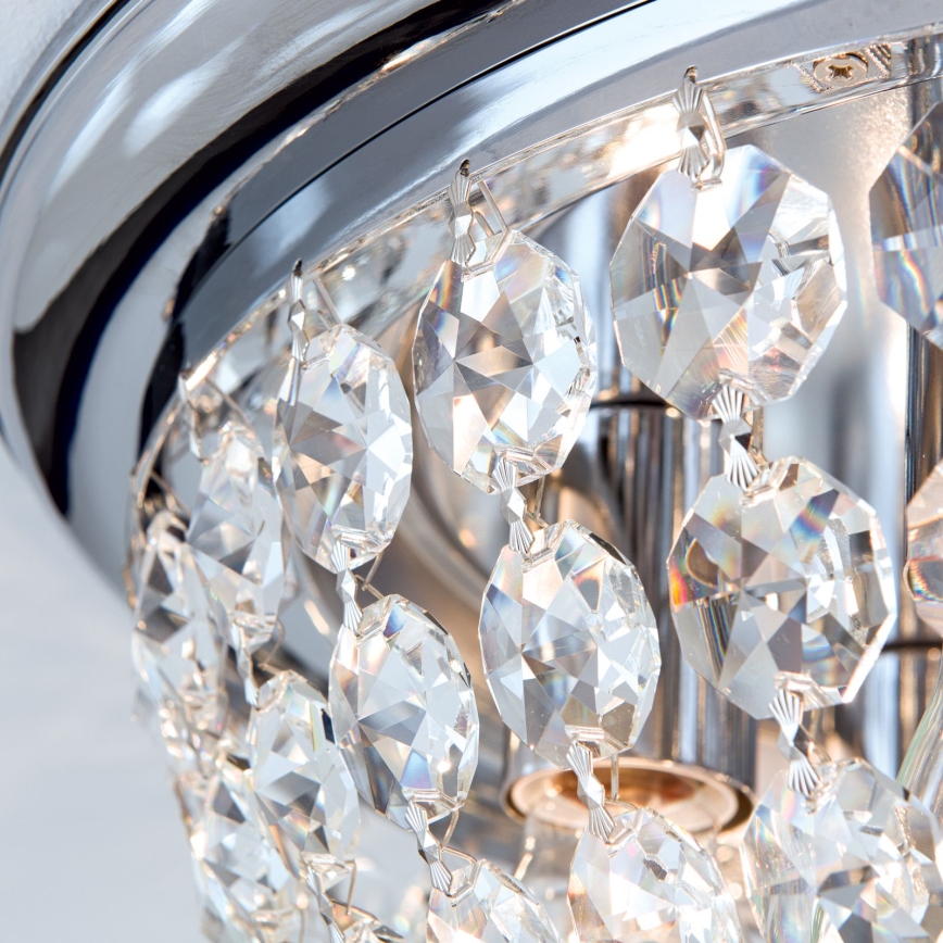 Kristāla griestu lampa PLAFOND 6xE27/40W/230V d. 47 cm spīdīgi hromēts