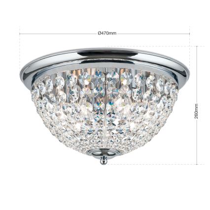 Kristāla griestu lampa PLAFOND 6xE27/40W/230V d. 47 cm spīdīgi hromēts