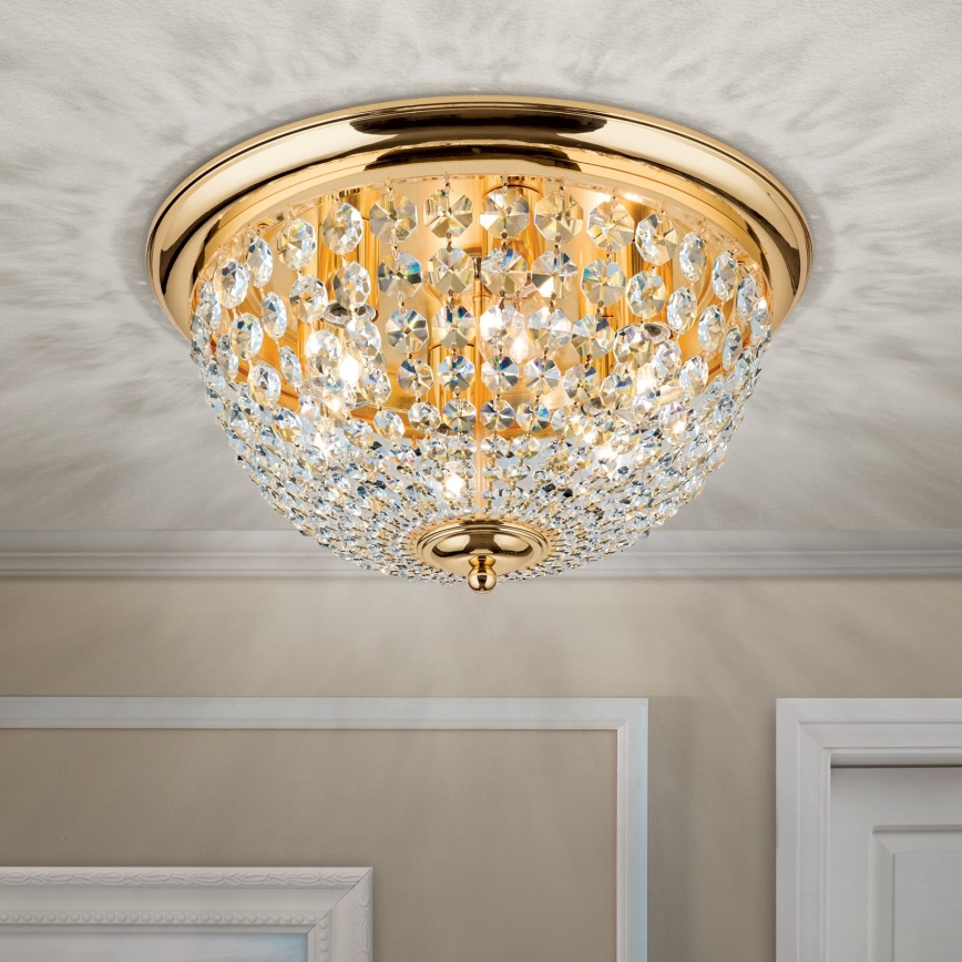 Kristāla griestu lampa PLAFOND 6xE27/40W/230V d. 47 cm zelta