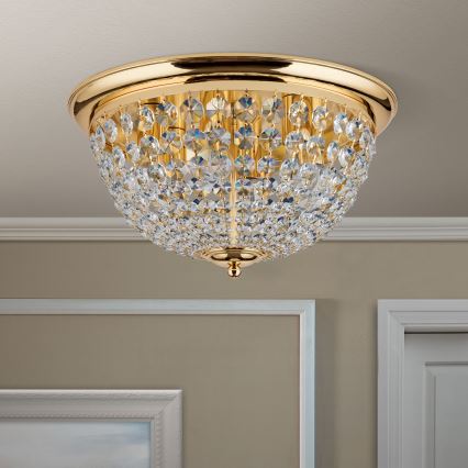 Kristāla griestu lampa PLAFOND 6xE27/40W/230V d. 47 cm zelta
