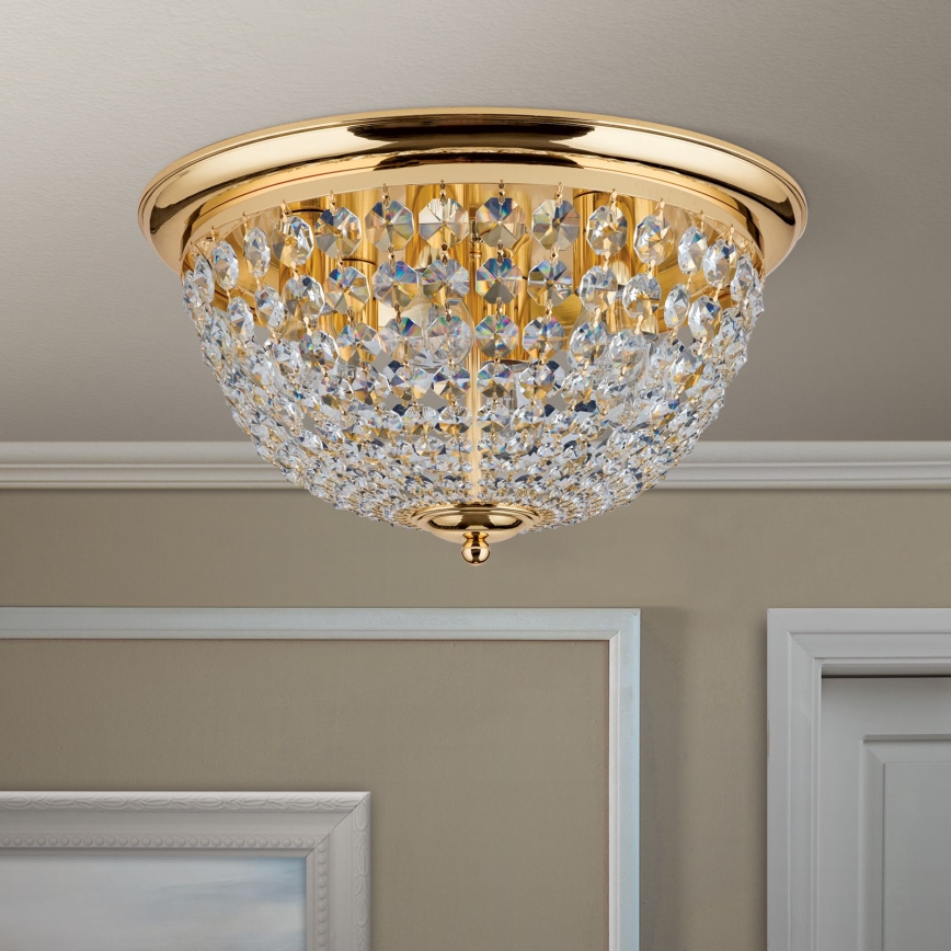 Kristāla griestu lampa PLAFOND 6xE27/40W/230V d. 47 cm zelta