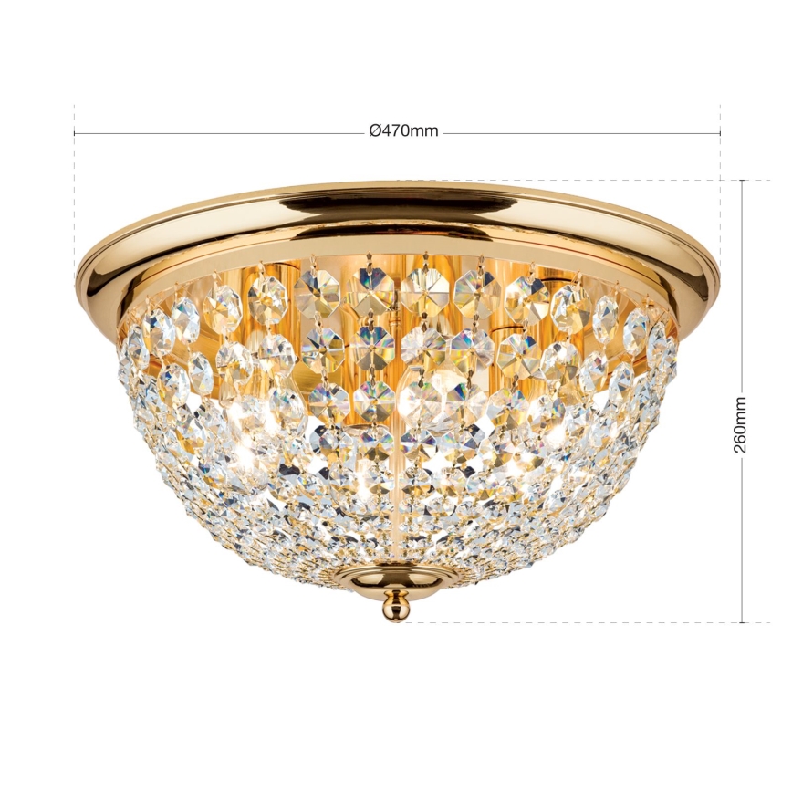 Kristāla griestu lampa PLAFOND 6xE27/40W/230V d. 47 cm zelta