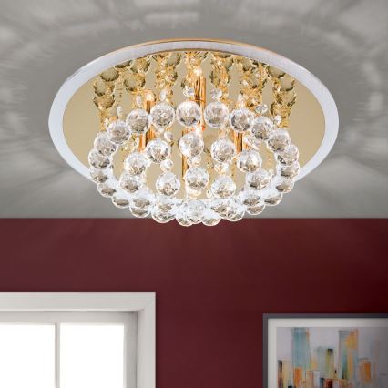Kristāla griestu lampa GLORIA 4xG9/40W/230V d. 38 cm zelta