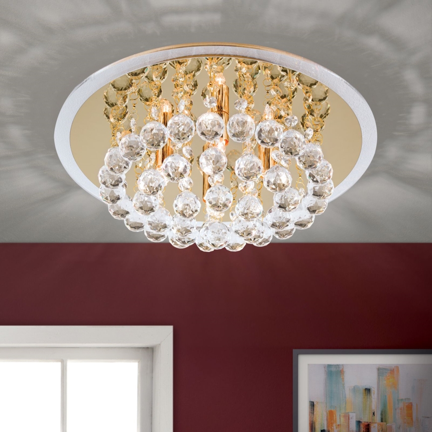 Kristāla griestu lampa GLORIA 4xG9/40W/230V d. 38 cm zelta
