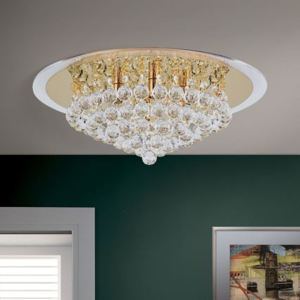 Kristāla griestu lampa GLORIA 6xG9/40W/230V d. 50 cm zelta