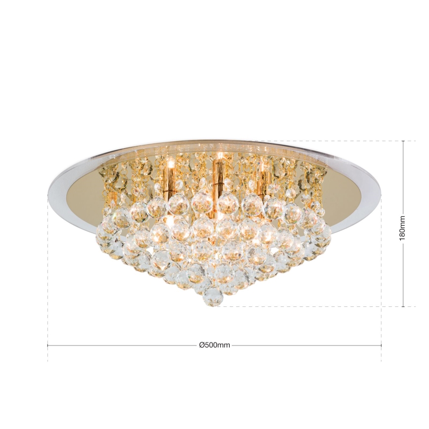 Kristāla griestu lampa GLORIA 6xG9/40W/230V d. 50 cm zelta