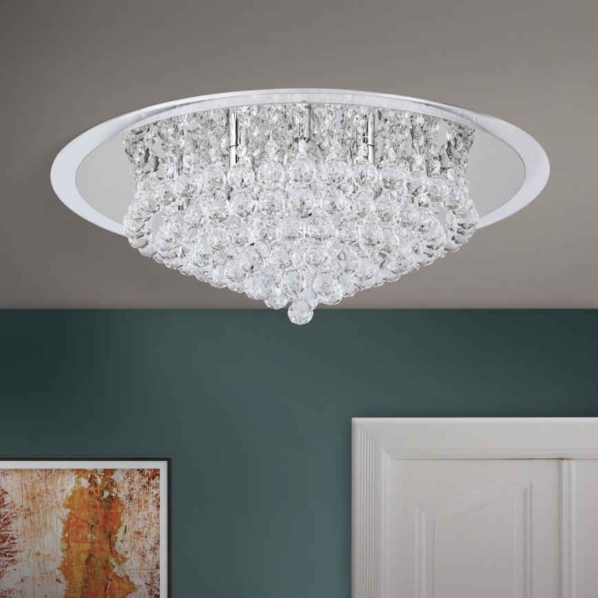 Kristāla griestu lampa GLORIA 9xG9/40W/230V d. 62 cm caurspīdīga/spīdīgi hromēts