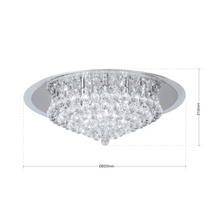 Kristāla griestu lampa GLORIA 9xG9/40W/230V d. 62 cm caurspīdīga/spīdīgi hromēts