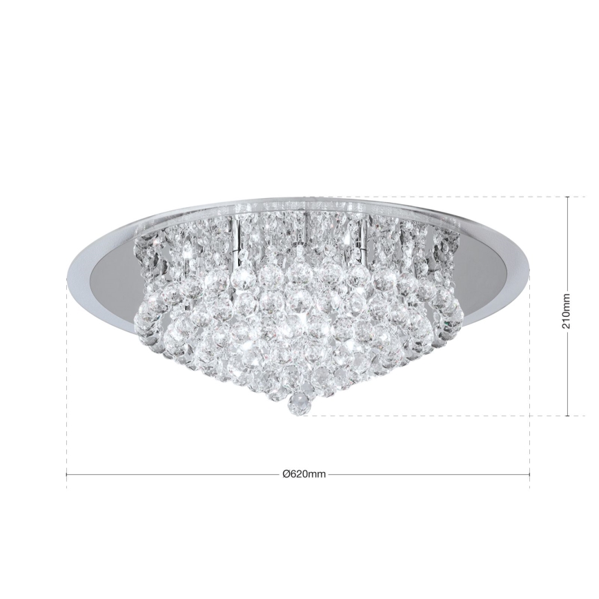 Kristāla griestu lampa GLORIA 9xG9/40W/230V d. 62 cm caurspīdīga/spīdīgi hromēts
