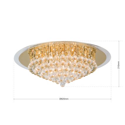 Kristāla griestu lampa GLORIA 9xG9/40W/230V d. 62 cm zelta