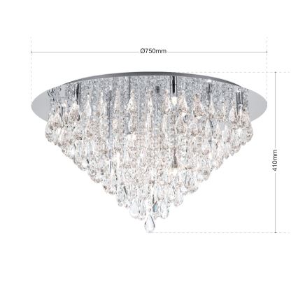 Kristāla griestu lampa CELESTE 12xG9/40W/230V d. 75 cm spīdīgi hromēts