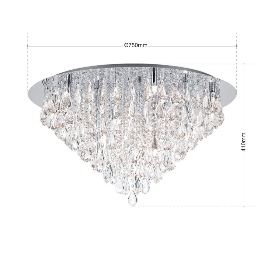 Kristāla griestu lampa CELESTE 12xG9/40W/230V d. 75 cm spīdīgi hromēts