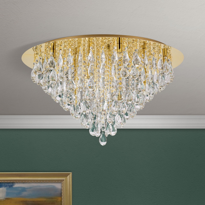 Kristāla griestu lampa CELESTE 12xG9/40W/230V d. 75 cm zelta
