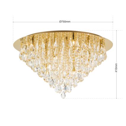 Kristāla griestu lampa CELESTE 12xG9/40W/230V d. 75 cm zelta