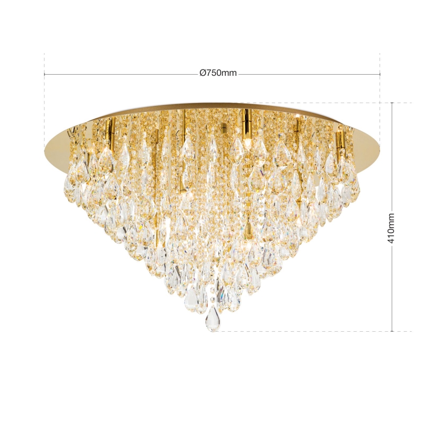 Kristāla griestu lampa CELESTE 12xG9/40W/230V d. 75 cm zelta