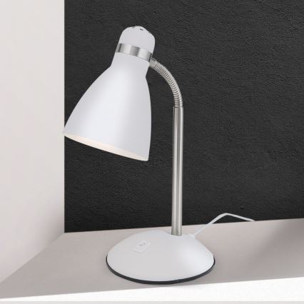 Galda lampa SCHOOL 1xE27/40W/230V balta/matēts hroms