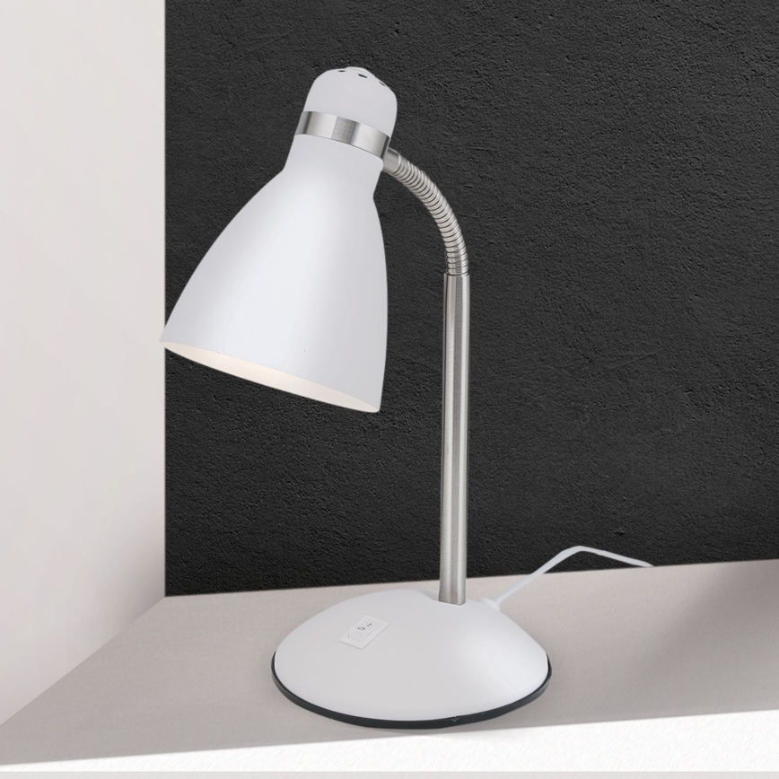 Galda lampa SCHOOL 1xE27/40W/230V balta/matēts hroms