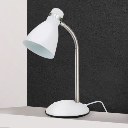 Galda lampa SCHOOL 1xE27/40W/230V balta/matēts hroms