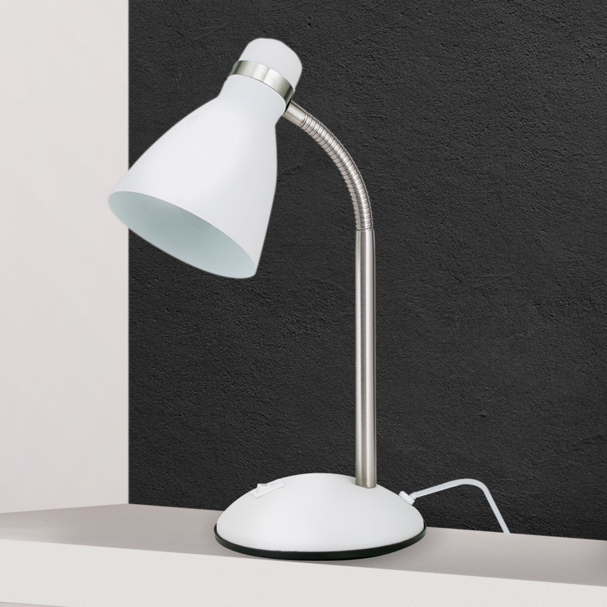 Galda lampa SCHOOL 1xE27/40W/230V balta/matēts hroms