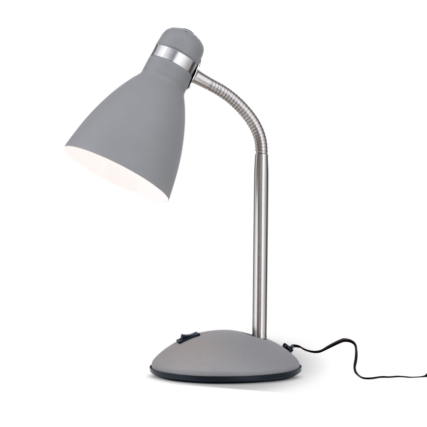 Galda lampa SCHOOL 1xE27/40W/230V pelēka/matēts hroms