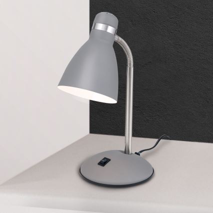 Galda lampa SCHOOL 1xE27/40W/230V pelēka/matēts hroms