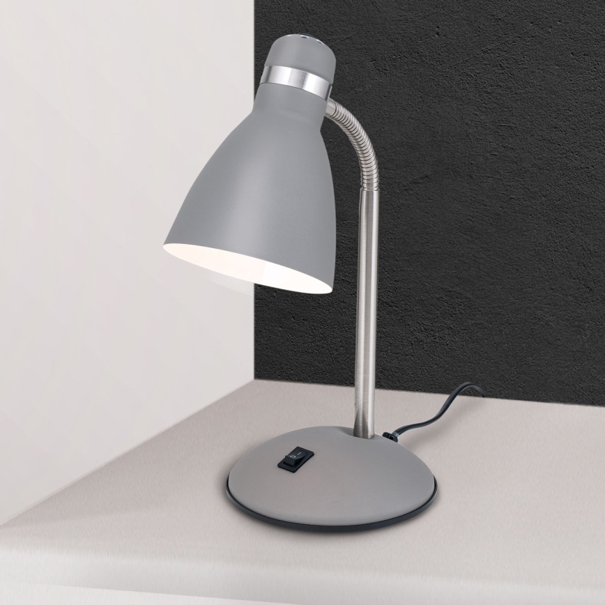 Galda lampa SCHOOL 1xE27/40W/230V pelēka/matēts hroms