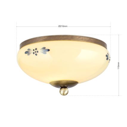 Griestu gaismeklis LANDHAUS 1xE27/60W/230V Ø 21 cm bronza/bēša/zila
