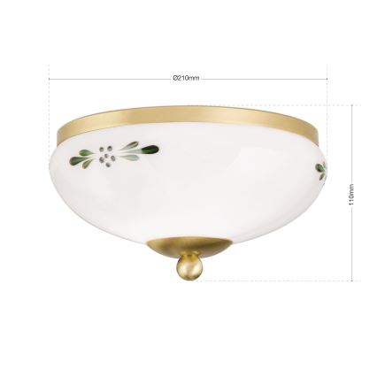 Griestu gaismeklis LANDHAUS 1xE27/60W/230V Ø 21 cm misiņš/balts/zaļš