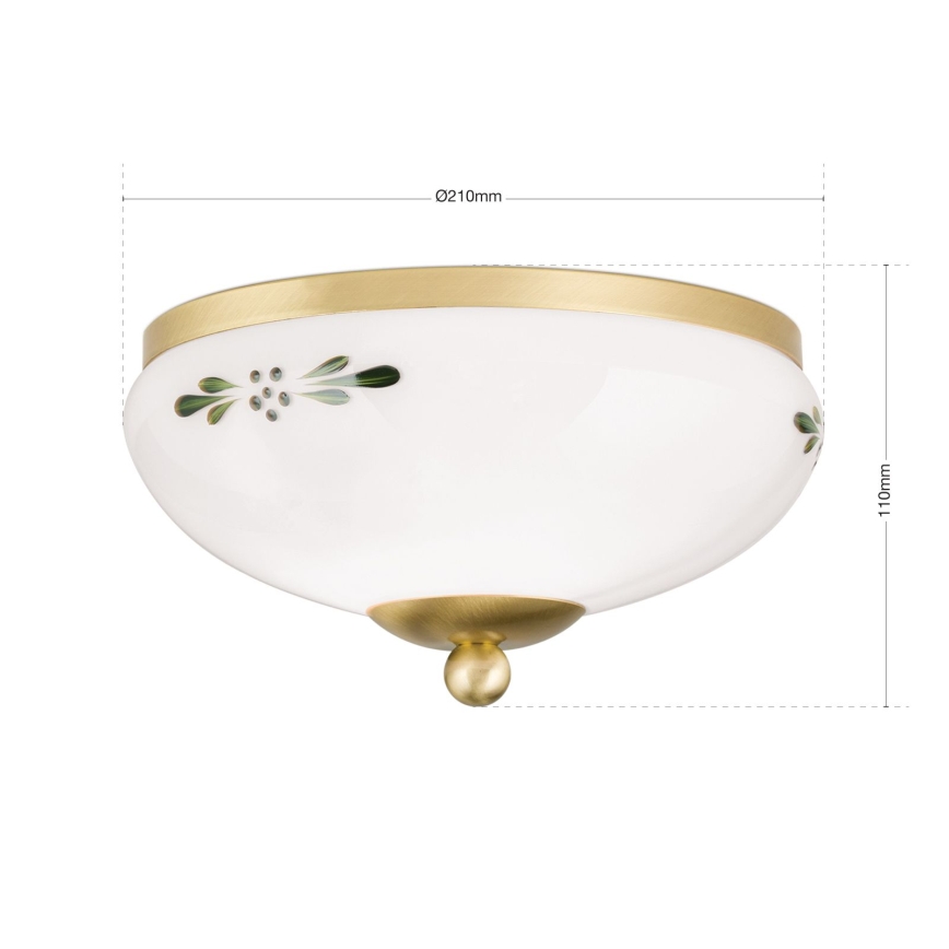 Griestu gaismeklis LANDHAUS 1xE27/60W/230V Ø 21 cm misiņš/balts/zaļš
