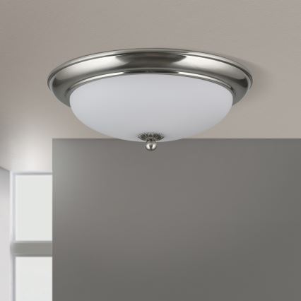 Griestu gaismeklis EMPIRA 2xE27/40W/230V Ø 35,5 cm matēta hroma apdare