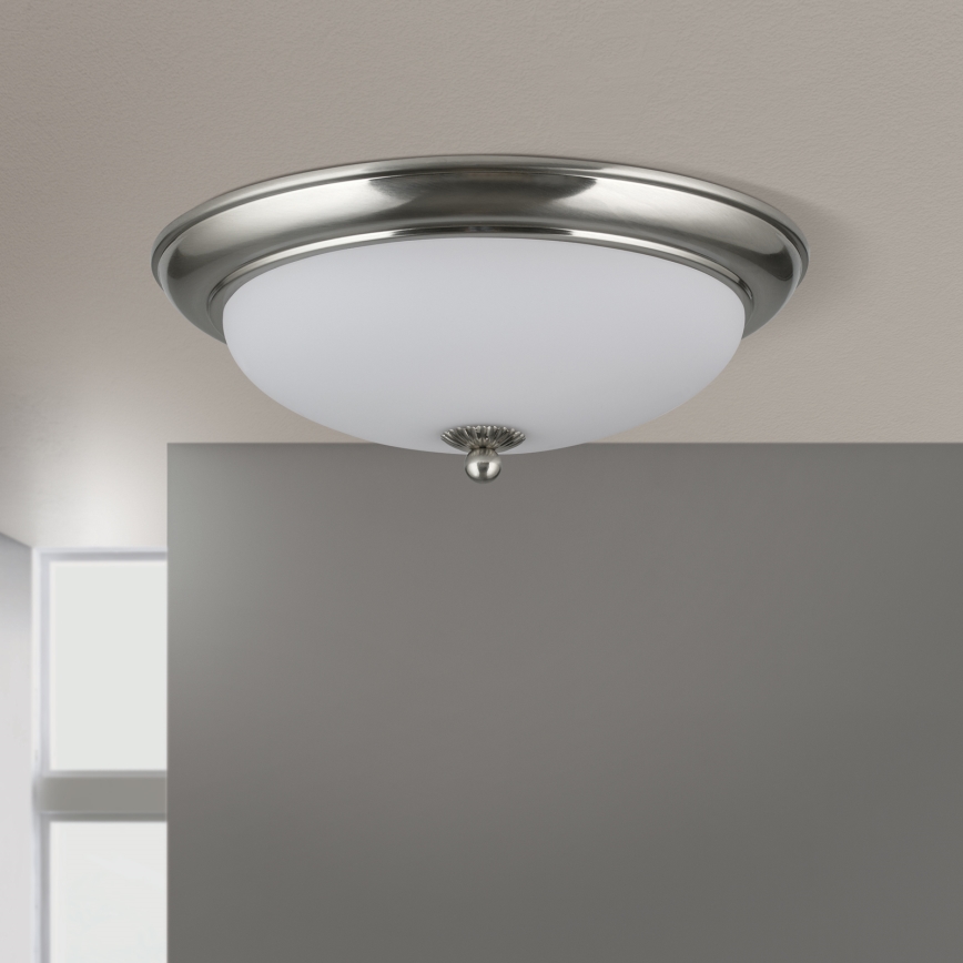 Griestu gaismeklis EMPIRA 2xE27/40W/230V Ø 35,5 cm matēta hroma apdare