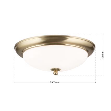 Griestu lampa EMPIRA, 2xE27/40W/230V, Ø 35,5 cm, misiņš