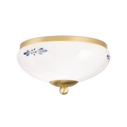 Griestu lampa LANDHAUS 1xE27/60W/230V Ø 21 cm misiņš/balta/zila