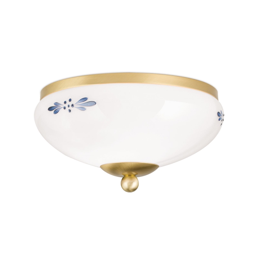 Griestu lampa LANDHAUS 1xE27/60W/230V Ø 21 cm misiņš/balta/zila