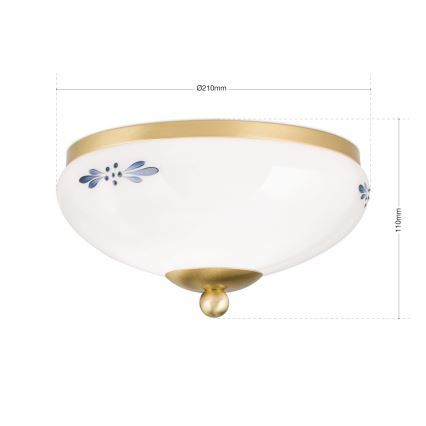 Griestu lampa LANDHAUS 1xE27/60W/230V Ø 21 cm misiņš/balta/zila