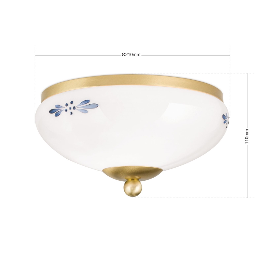 Griestu lampa LANDHAUS 1xE27/60W/230V Ø 21 cm misiņš/balta/zila