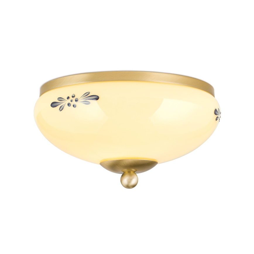 Griestu lampa LANDHAUS 1xE27/60W/230V Ø 21 cm misiņš/bēšs/zils
