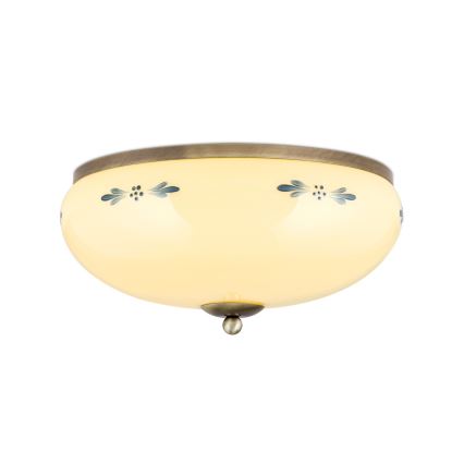 griestu lampa LANDHAUS 3xE27/60W/230V Ø 35 cm bronza/bēša/zila